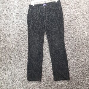 NYDJ Not Your Daughters Jeans Women Petite 8 P Black Velvet Skinny Floral